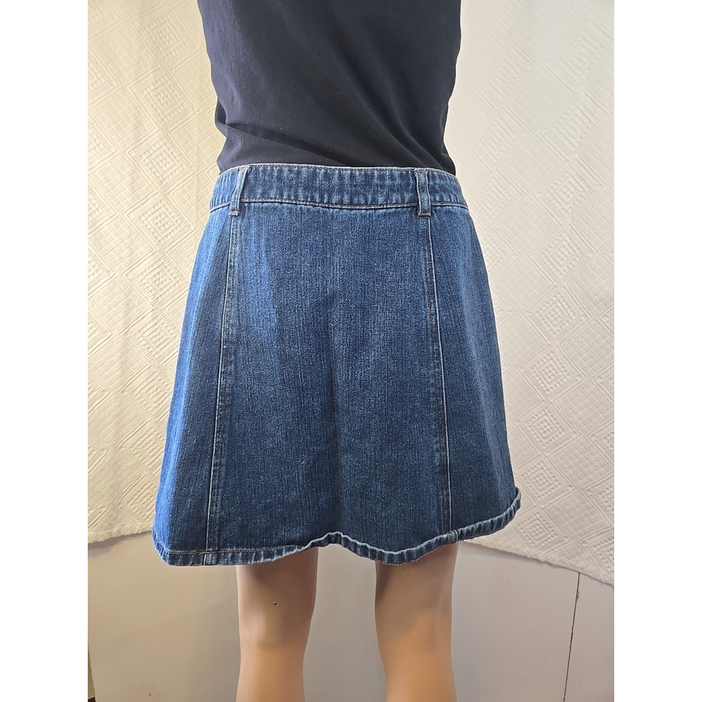 Life in Progress M Denim A-Line Mini Skirt Button Front Blue Cotton Casual - Picture 4 of 7